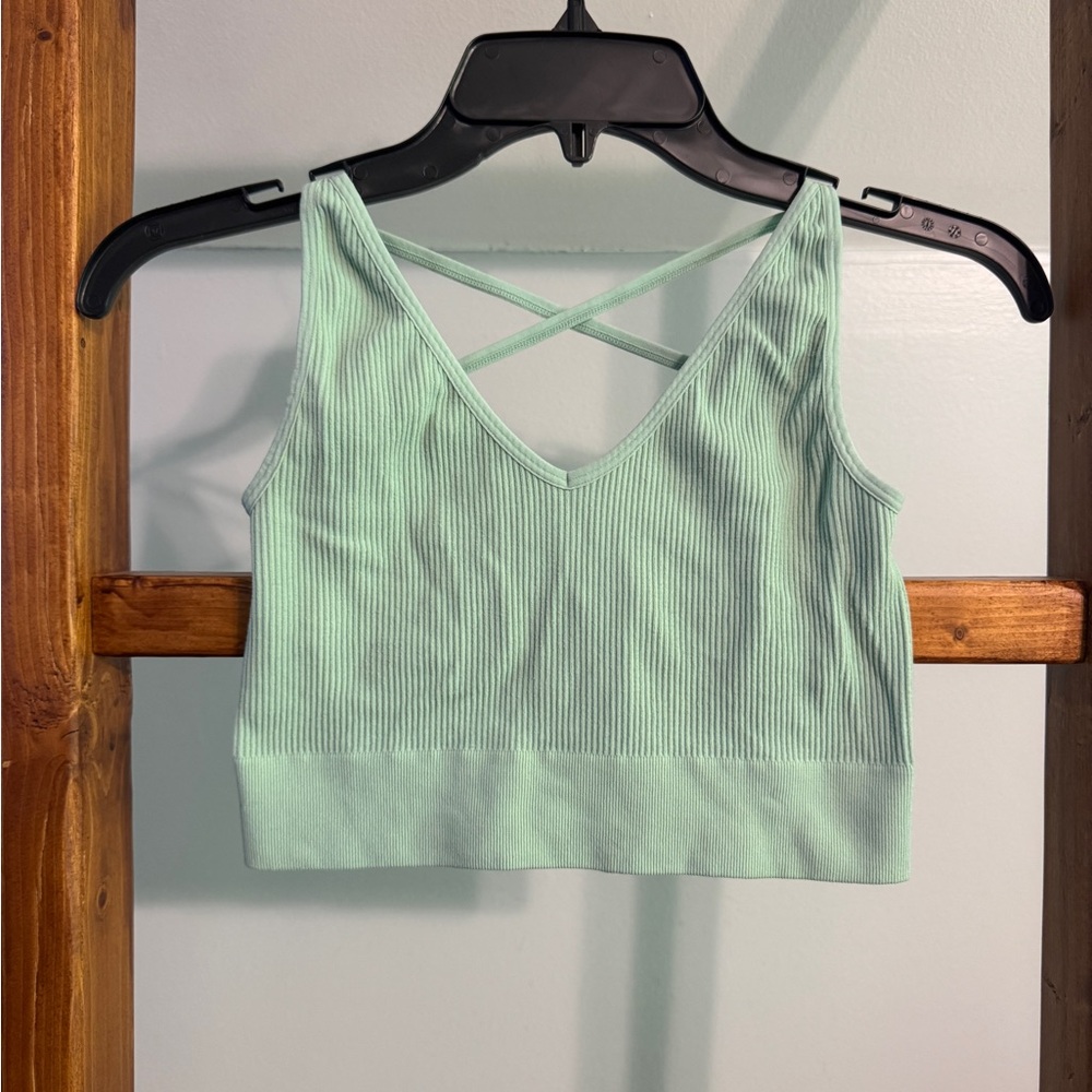 PacSun Green Sleeveless Crop Tank Top